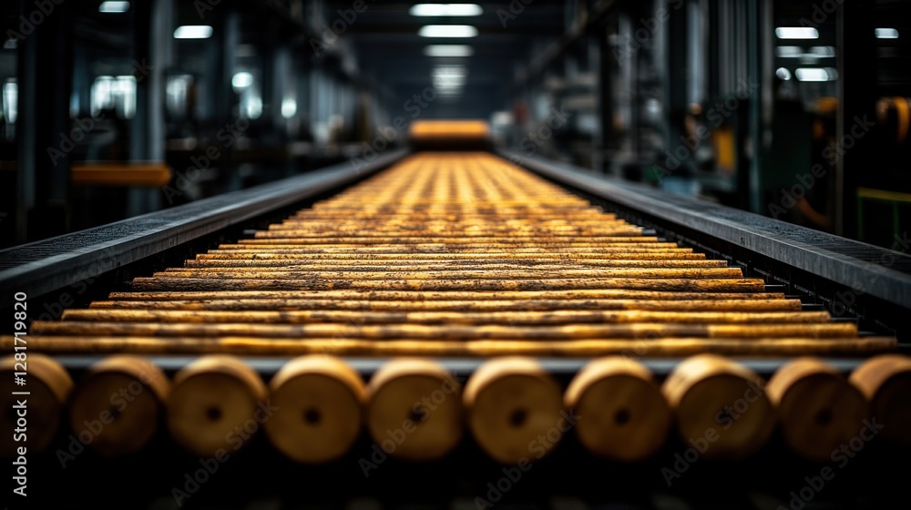 Naklejka premium Factory Conveyor Belt Wood Processing