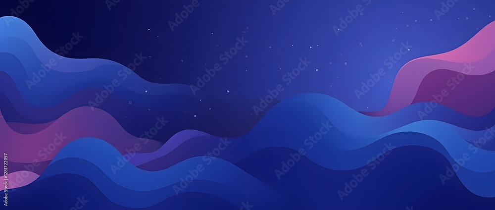 Fototapeta premium Abstract blue and purple liquid wavy shapes futuristic banner. Glowing retro waves vector background