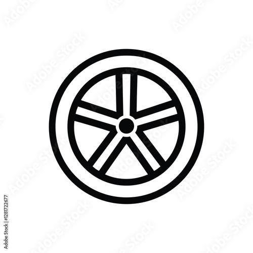 Car wheel, detailed rim silhouette vector graphic style
