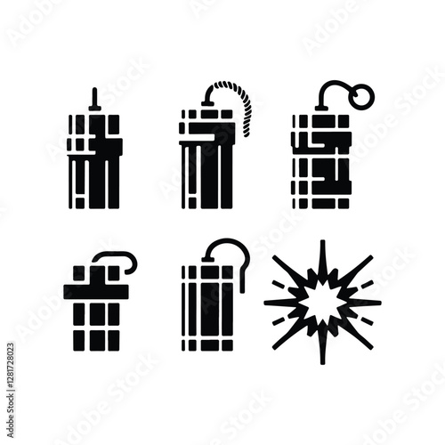 Explosive Dynamite Icon – Flat Vector Silhouette for Games & Websites 