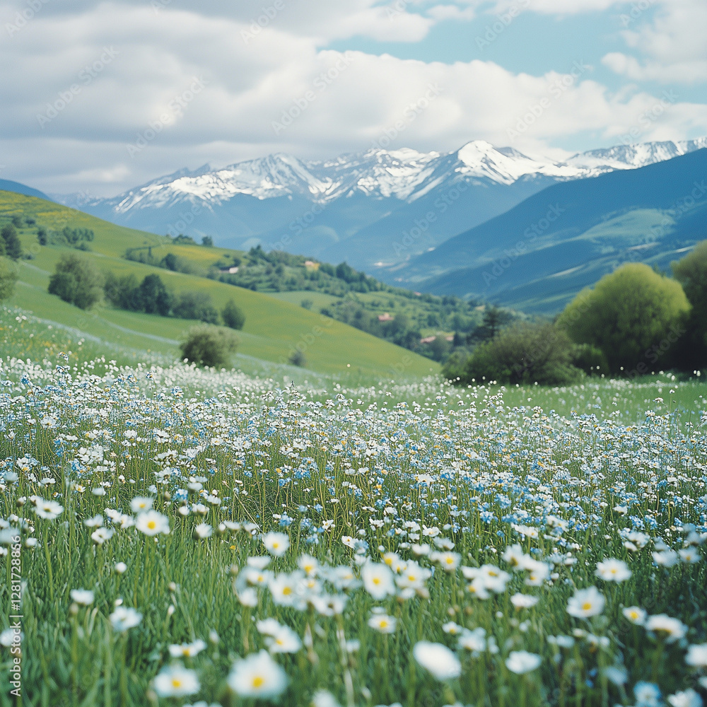 Obraz premium Beautiful nature with a mountain in the background