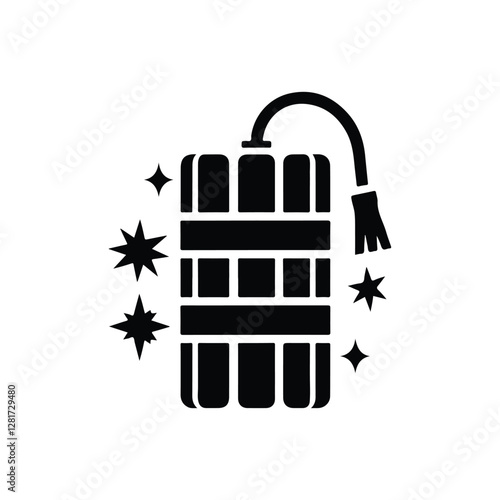 Explosive Dynamite Icon – Flat Vector Silhouette for Games & Websites 