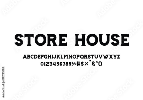 Store House font for logo and headline. Isolated Vector typeset