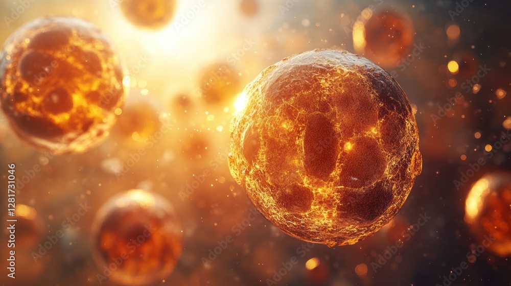 Fototapeta premium Glowing spheres cosmic dust background science