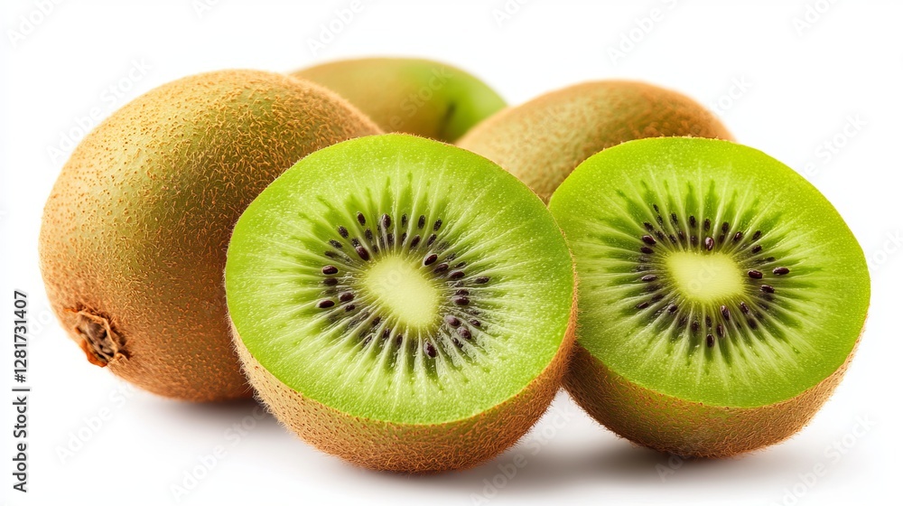 Fresh kiwi fruit isolated on a white, transparent background in PNG format Fresh kiwi fruit isolated on a white, transparent background in PNG format