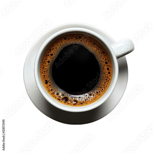 [Transparent Background PNG]A Cup of Black Coffee on a White Plate