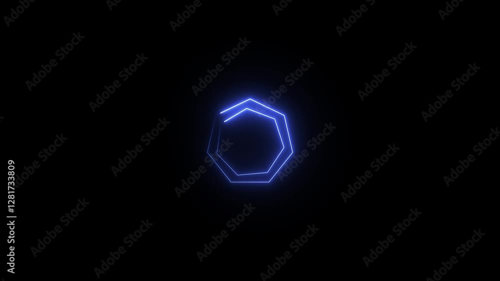 Neon geometric line glowing animation on black background. Neon geometric line glowing animation on black background.