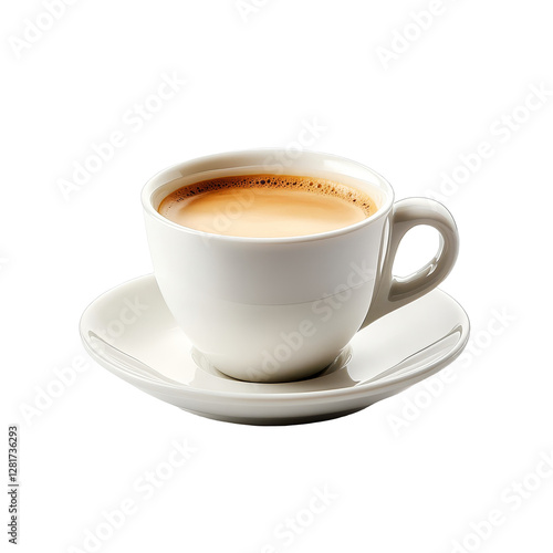 [Transparent Background PNG]White Coffee Cup and Saucer on White Background