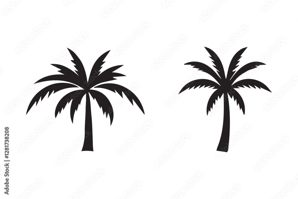 Fototapeta premium PrintBlack palm trees isolated on white background