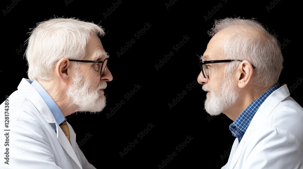 Two Senior Scientists Engaged in Thoughtful Dialogue on Research Two Senior Scientists Engaged in Thoughtful Dialogue on Research