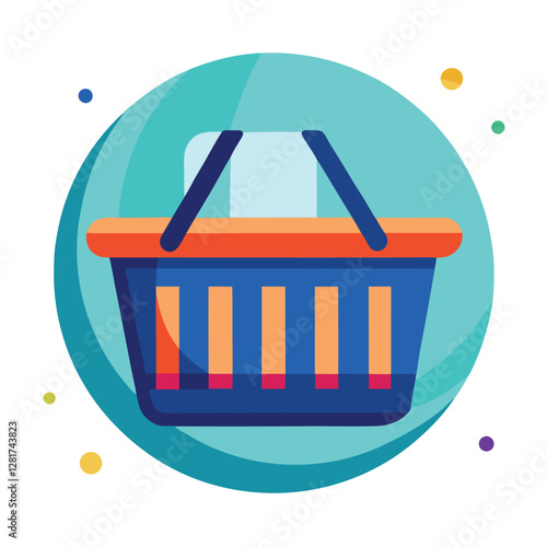 Ecommerce shopping basket vector illustration