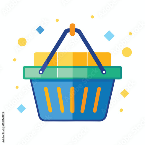 Ecommerce shopping basket vector illustration