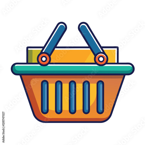 Ecommerce shopping basket vector illustration