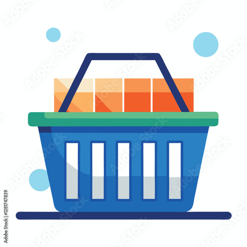 Ecommerce shopping basket vector illustration