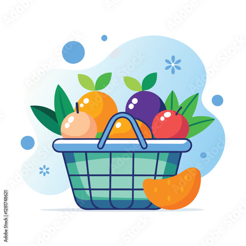 Ecommerce shopping basket vector illustration