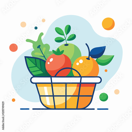 Ecommerce shopping basket vector illustration