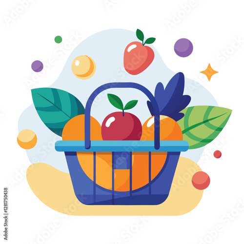 Ecommerce shopping basket vector illustration