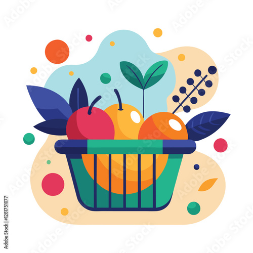 Ecommerce shopping basket vector illustration