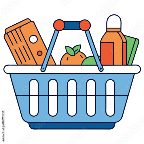 Ecommerce shopping basket vector illustration