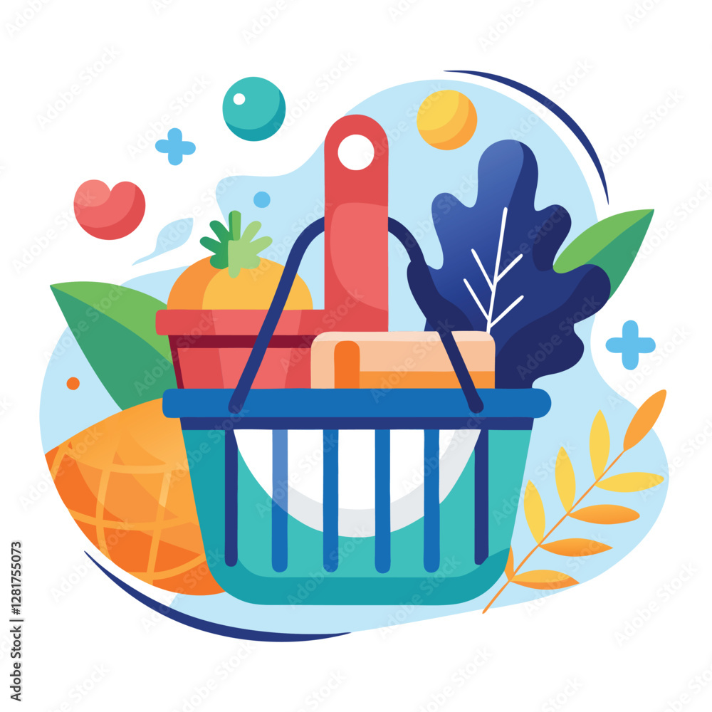 Obraz premium Ecommerce shopping basket vector illustration
