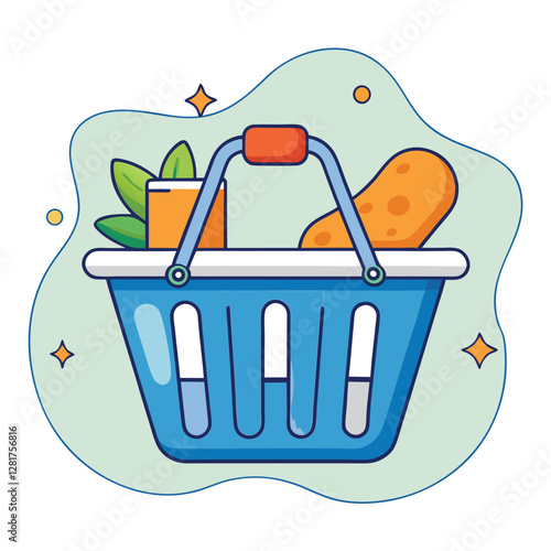 Ecommerce shopping basket vector illustration