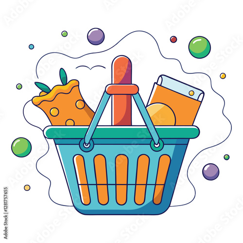 Ecommerce shopping basket vector illustration