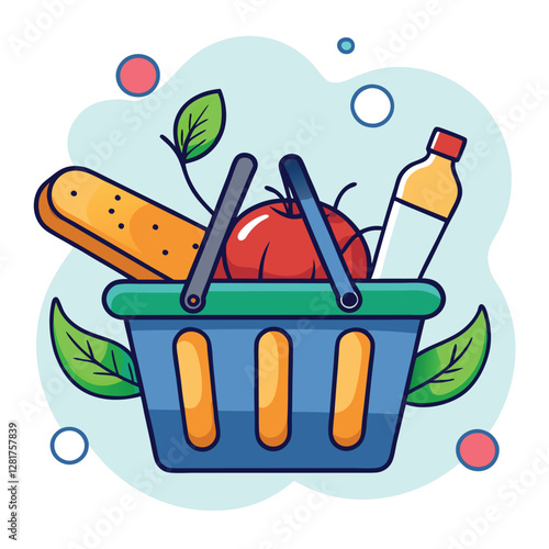 Ecommerce shopping basket vector illustration