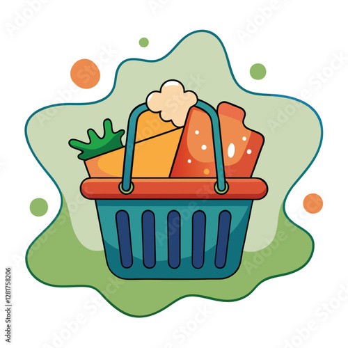 Ecommerce shopping basket vector illustration