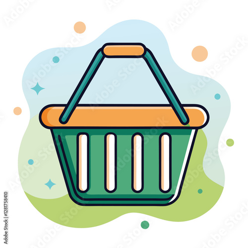 Ecommerce shopping basket vector illustration