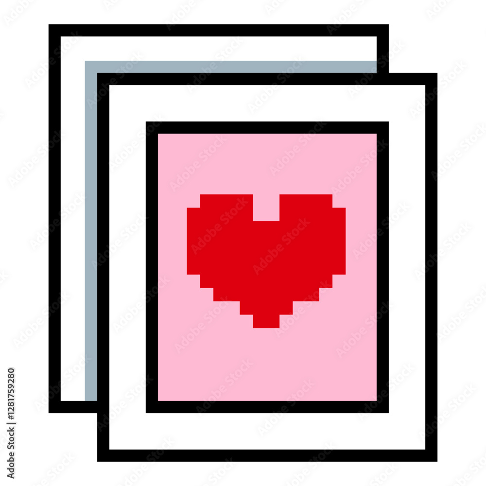 Fototapeta premium Valentine Postcard Isolated Pixel Icon