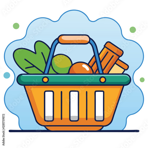 Ecommerce shopping basket vector illustration