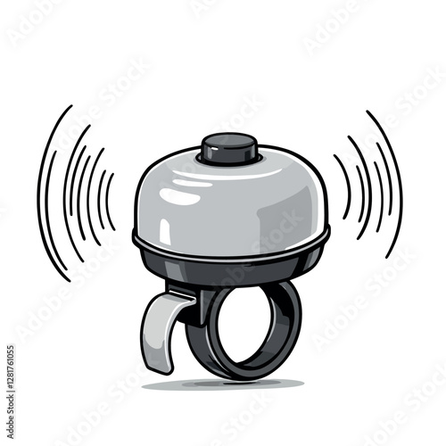 Vsai gray bicycle bell ringing loudly with sound waves