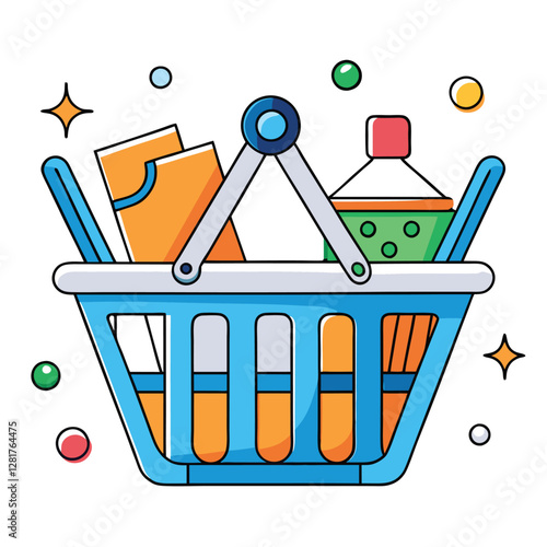 Ecommerce shopping basket vector illustration