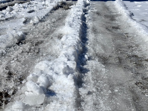 ice and snow on the road