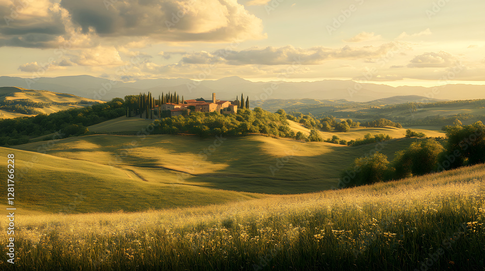 Obraz premium Ultra Detailed Tuscany Summer Landscape in Crete Senesi, Italy