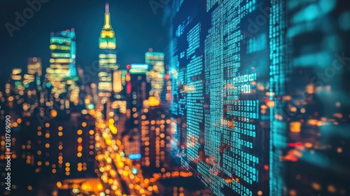 Wallpaper Mural Imagine a futuristic city where money morphs into digital code for security Torontodigital.ca