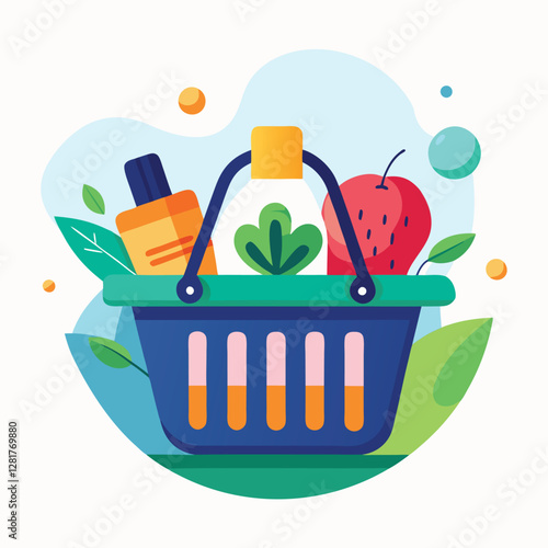 Ecommerce shopping basket vector illustration