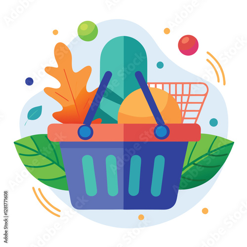 Ecommerce shopping basket vector illustration