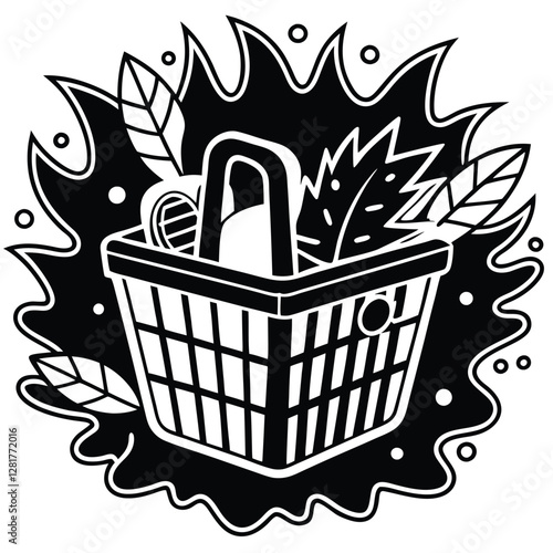Ecommerce shopping basket vector illustration