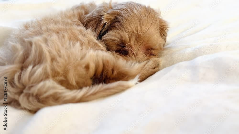 Small Dog Sleeping Peacefully on Cushion. Small Dog Sleeping Peacefully on Cushion.