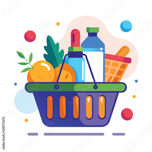 Ecommerce shopping basket vector illustration