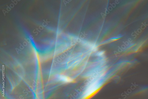 Water texture shadow with rainbow refraction of light. Overlay effect abstract background
