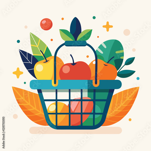 Ecommerce shopping basket vector illustration