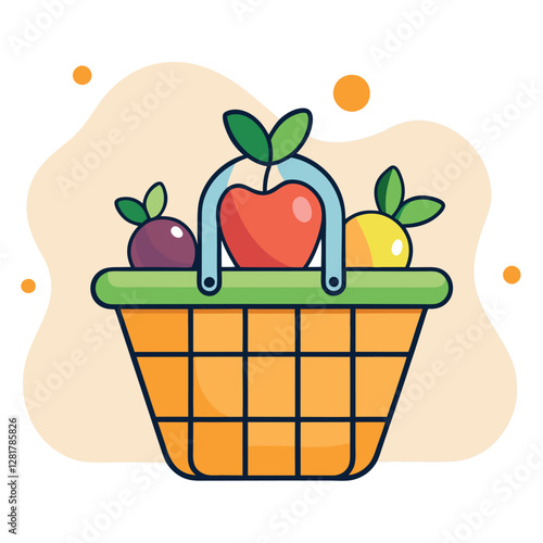 Ecommerce shopping basket vector illustration