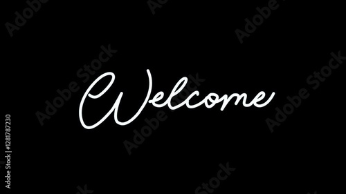 Animation writing welcome text with smooth movement is suitable for video content and other businesses.