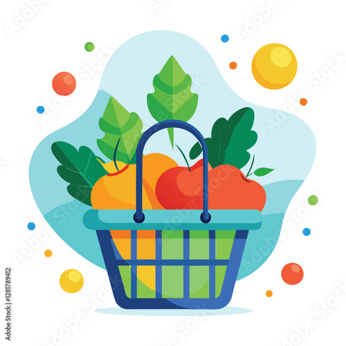 Ecommerce shopping basket vector illustration