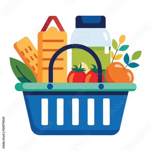 Ecommerce shopping basket vector illustration