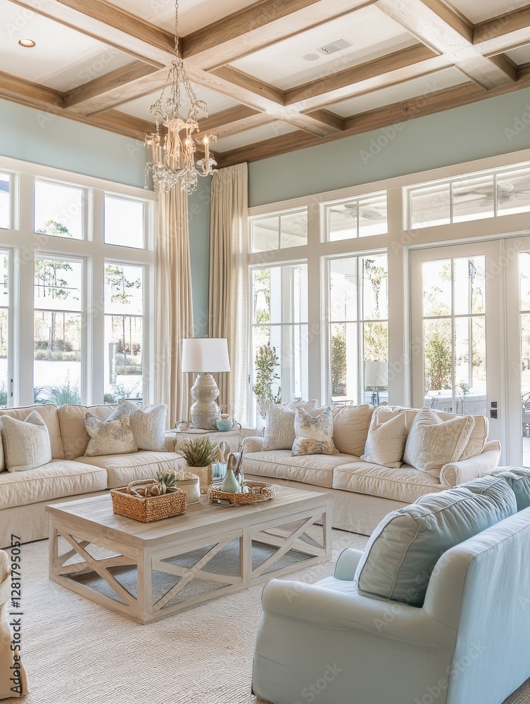 Fototapeta premium A Modern Light Filled Living Room With Comforting Furniture