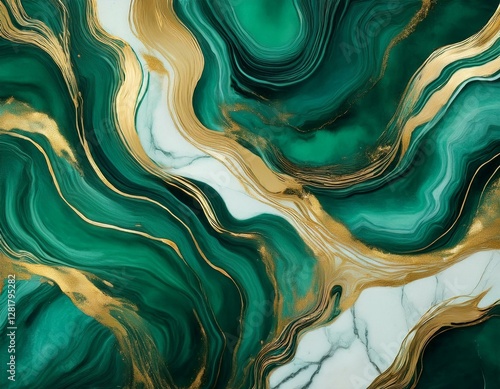 modern green marble with gold texture watercolor abstract background nordic emerald green and gold for decorative 3d painted artificial marbled surface generated ai photo