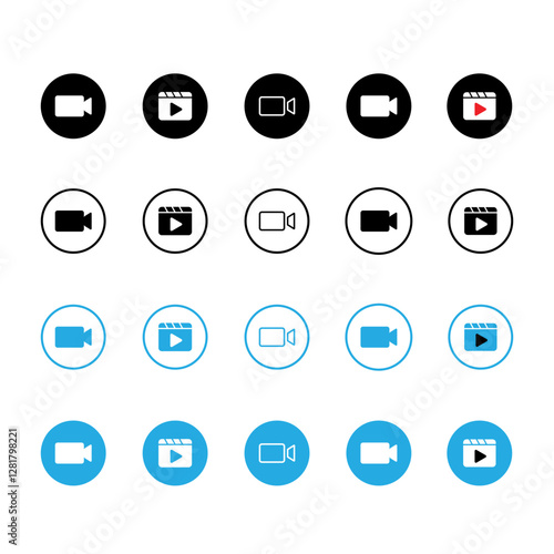 video camera icon for streaming , facetime icons video call symbol, Video player icon set
